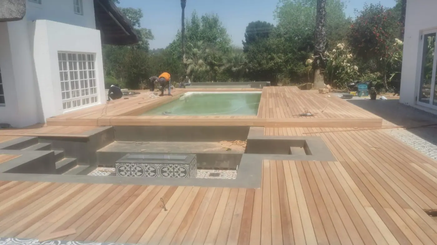 Poolside timber platform